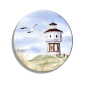 Preview: Kühlschrankmagnet m. Flaschenöffner Aquarell Maritim Kunst Druck Kunstdruck Nordsee Insel Langeoog Wasserturm Leuchtturm